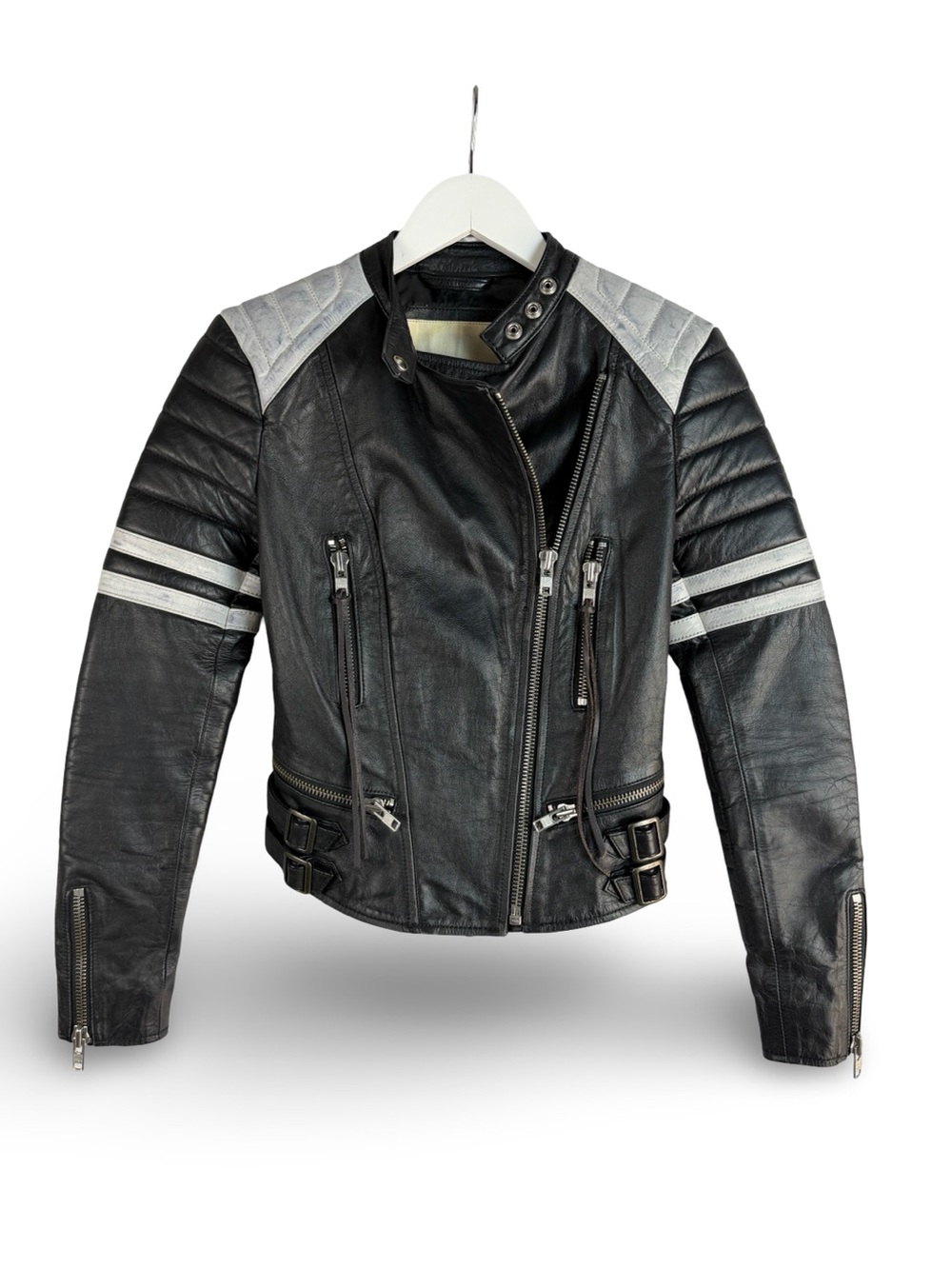 RALPH LAUREN Leather Moto Jacket | Distressed Biker Style |‎ Rare